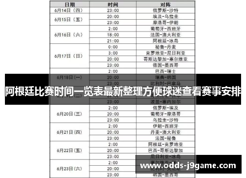 阿根廷比赛时间一览表最新整理方便球迷查看赛事安排
