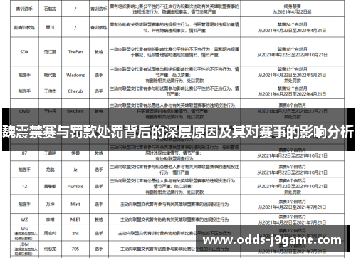 魏震禁赛与罚款处罚背后的深层原因及其对赛事的影响分析